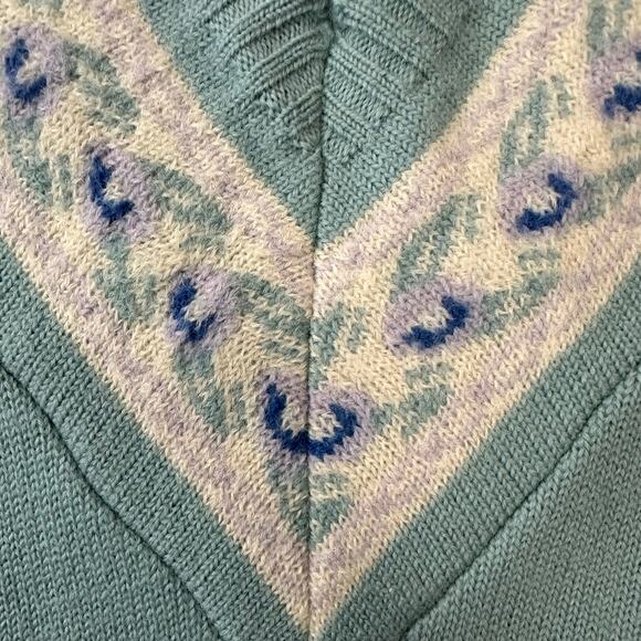 Pendleton 80s Vintage Floral Mint Wool Sweater Vest - Picture 4 of 8